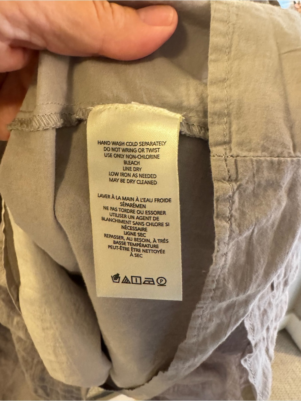 Anthropologie Light Gray Linen Button-Front Top - Picture 3 of 5